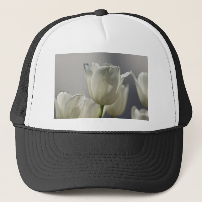 Gorra De Camionero Hermosos Tulipanes de Primavera Blanca (Anverso)