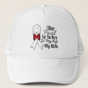 Gorra De Camionero Héroe de la cinta del cáncer de pulmón mi esposa