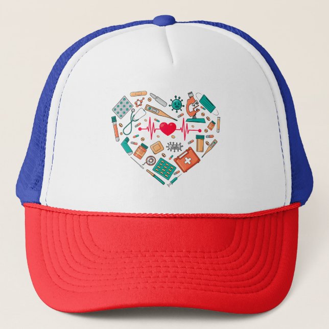 Gorra De Camionero Herramienta Corazón de Enfermería de Enfermería (Anverso)