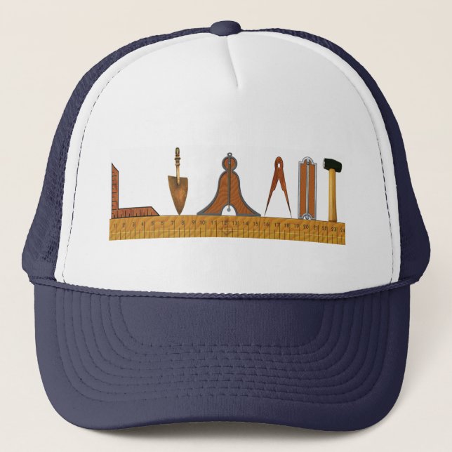 Gorra De Camionero Herramientas de funcionamiento del albañil libre (Anverso)