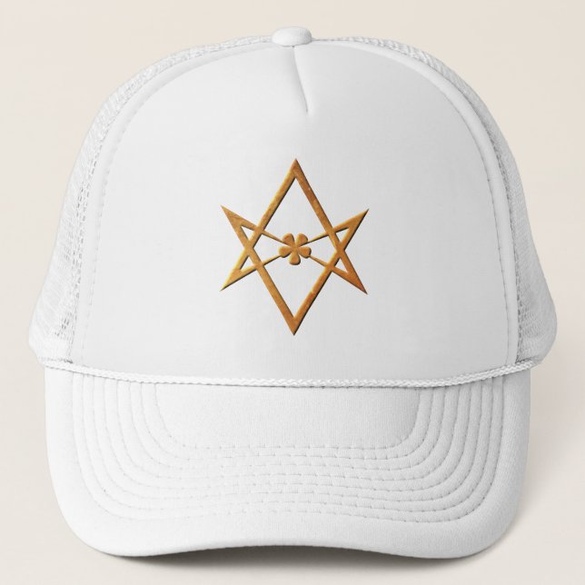 Gorra De Camionero Hexagram Unicursal de oro - símbolo thelemic (Anverso)