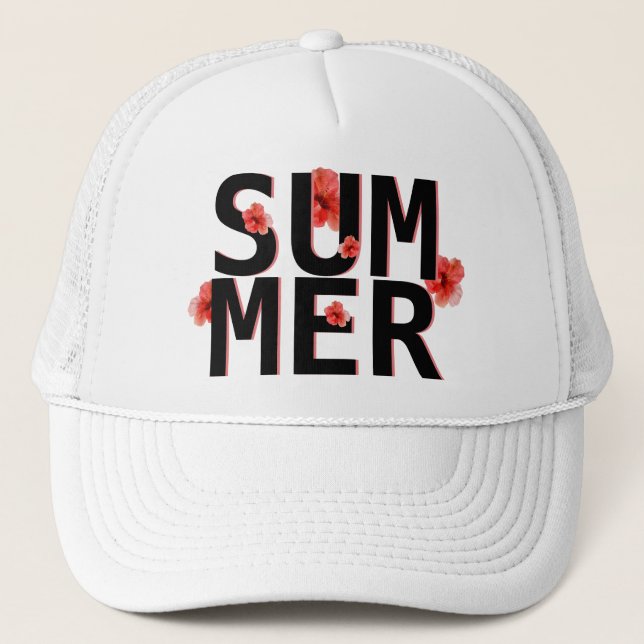 Gorra De Camionero Hibisco de Verano Tropical (Anverso)