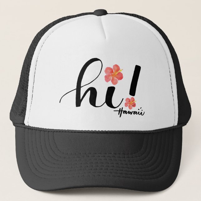 Gorra De Camionero ¡Hibisco Hawaii hola! Gorra del camionero (Anverso)