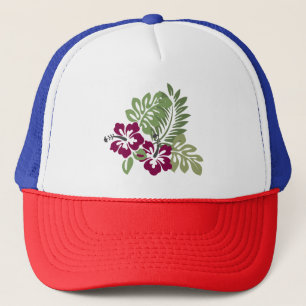 Gorra De Camionero Hibiscus Burgundy Foliage Decoración Floral T-Shir