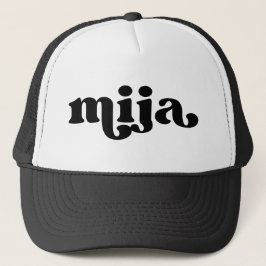 Gorra De Camionero Hija retro Mija blanca y negra