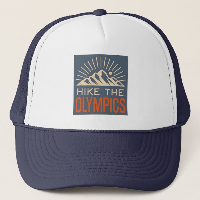Gorra De Camionero Hike Las Montañas Olímpicas Washington Sunburst (Anverso)