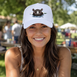 Gorra De Camionero Hipopótamo Loto Blanco Azul