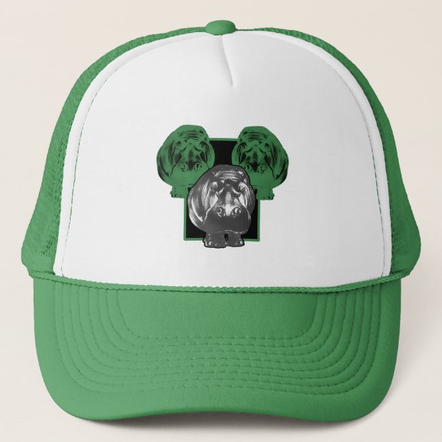 Gorra De Camionero Hipopótamo verde (Anverso)