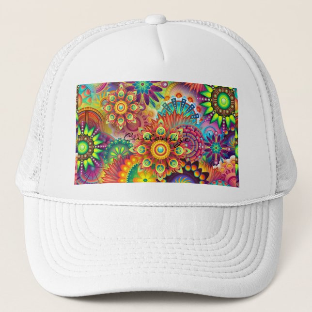 Gorra De Camionero Hippie Groovy Techno Psychedelic Thunder_Cove (Anverso)