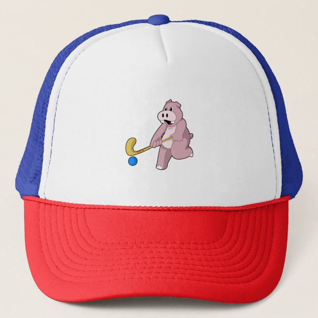 Gorra De Camionero Híppo en el hockey con bate de hockey (Anverso)
