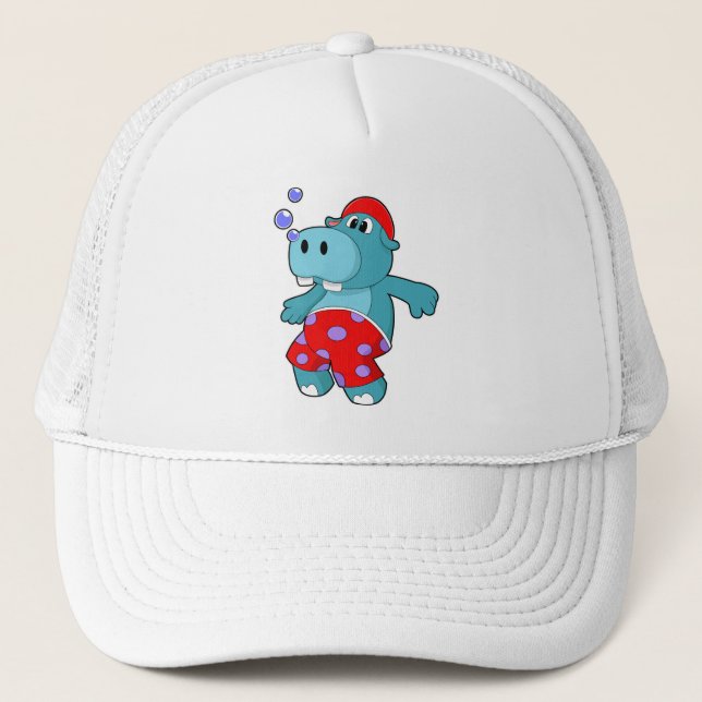 Gorra De Camionero Hippo en Natación con Bocas (Anverso)