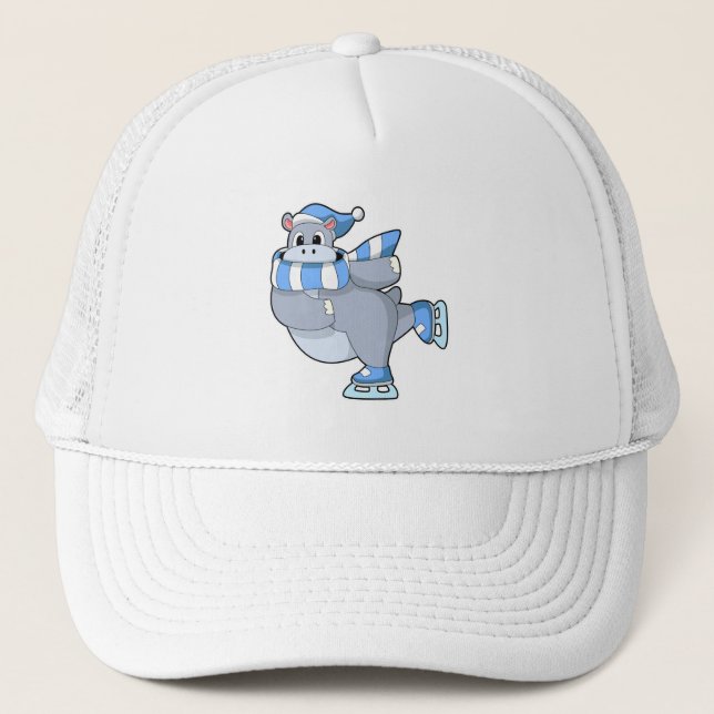 Gorra De Camionero Hippo en patinaje sobre hielo con patines de hielo (Anverso)