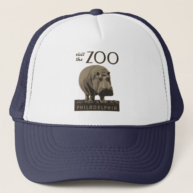 Gorra De Camionero Hippopótamo vintage hippo zoo poster wpa (Anverso)