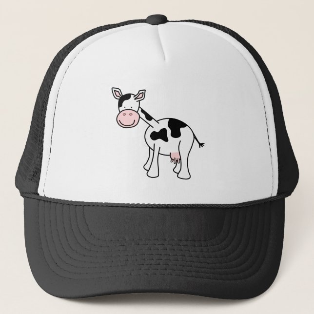 Gorra De Camionero Historieta blanco y negro de la vaca (Anverso)