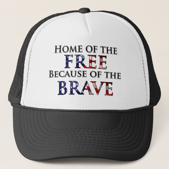 Gorra De Camionero Hogar del libre debido al valiente (Anverso)