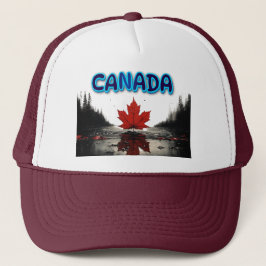 Gorra De Camionero Hoja de Arce Canadiense Paisaje Natural