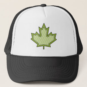 Gorra De Camionero Hoja de arce cosida Applique rayada verde lima