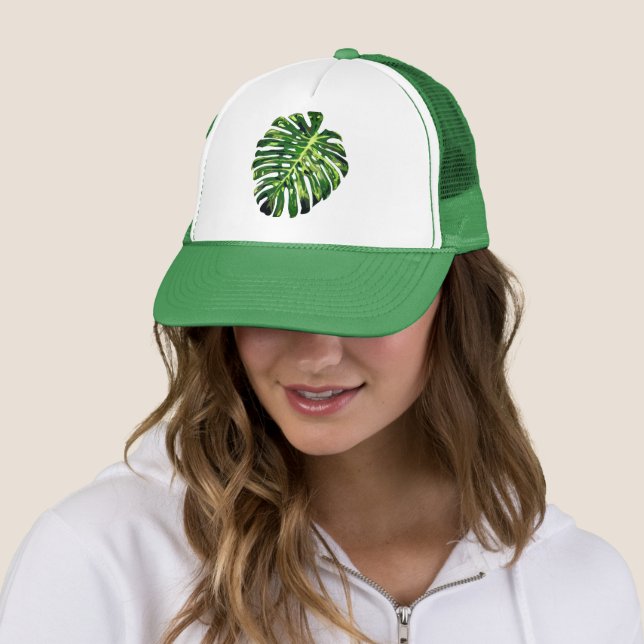 Gorra De Camionero Hoja de Monstera Tropical (In situ)