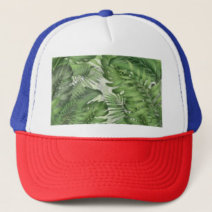 Gorra De Camionero Hojas de la selva tropical: fondo floral sin solda
