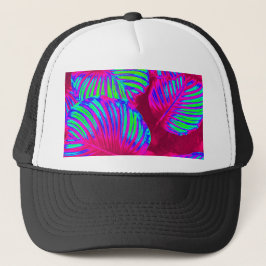 Gorra De Camionero Hojas de magenta exuberantes tropicales