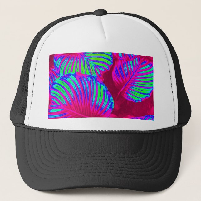 Gorra De Camionero Hojas de magenta exuberantes tropicales (Anverso)