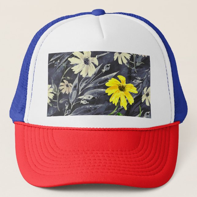 Gorra De Camionero Hojas de otoño, bayas: patrón de acuarela. (Anverso)