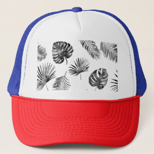 Gorra De Camionero Hojas de palma negras: inmaculadas.