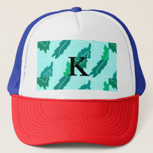 Gorra De Camionero Hojas florales de turquesa verde patrón agregar mo