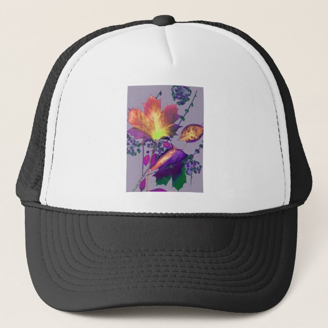 Gorra De Camionero Hojas otoñales en Lilac (Anverso)