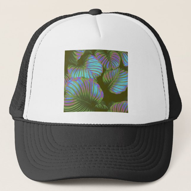 Gorra De Camionero Hojas tropicales de arcoiris (Anverso)