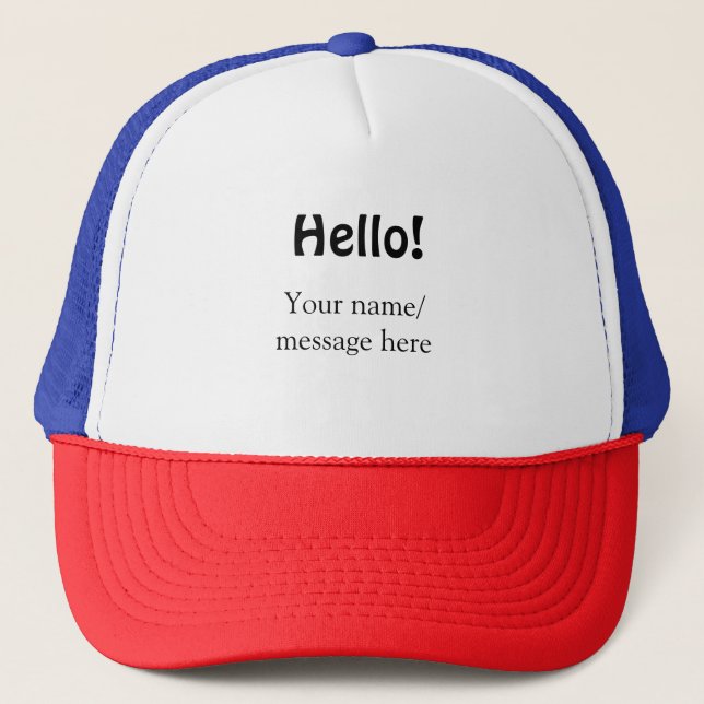 Gorra De Camionero Hola agregar mensaje de nombre simple mínimo tem d (Anverso)
