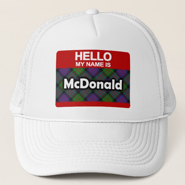 Gorra De Camionero Hola me llamo McDonald Scottish Clan Tartan (Anverso)