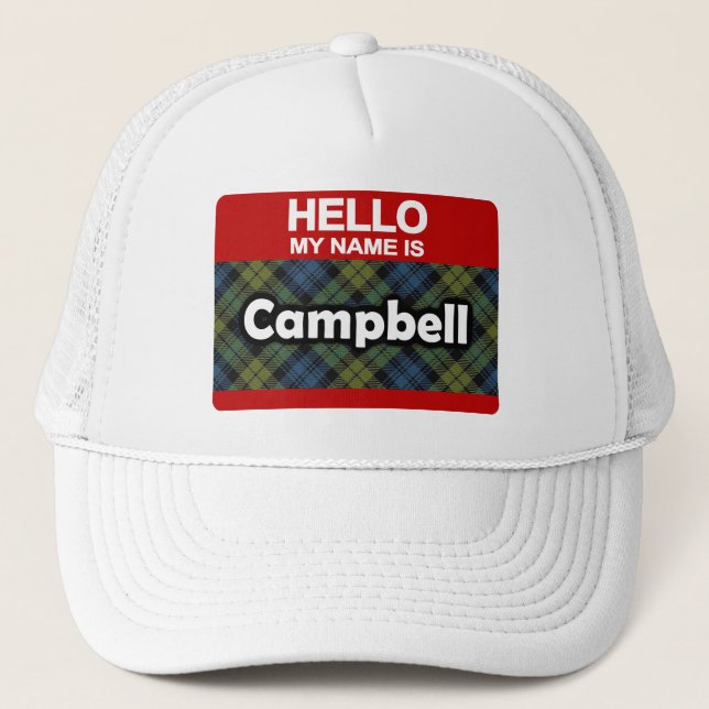Gorra De Camionero Hola mi nombre es Campbell Scottish Tartan (Anverso)