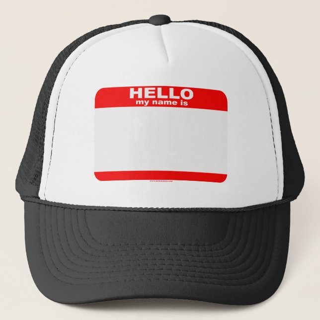 Gorra De Camionero Hola mi nombre es EN BLANCO (Anverso)