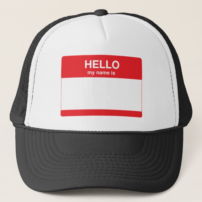 Gorra De Camionero Hola, mi nombre es (su texto) (Anverso)