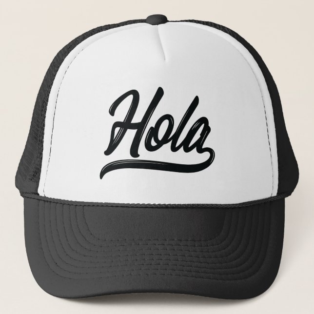 Gorra De Camionero Hola Script (negro) (Anverso)