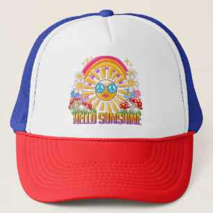 Gorra De Camionero Hola Sunshine Retro Hippie Summer Rainbow Design