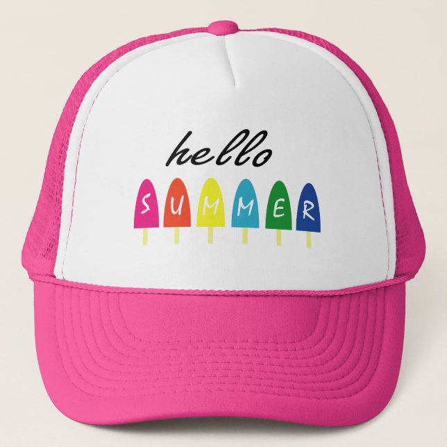 Gorra De Camionero Hola verano vacaciones helado helado helado popsic (Anverso)