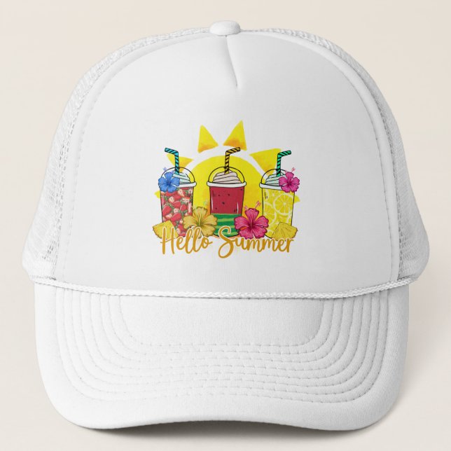 Gorra De Camionero Hola verano vibrante Fruta tropical Smoothie (Anverso)