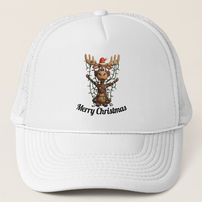 Gorra De Camionero Holiday Lights Moose (Anverso)