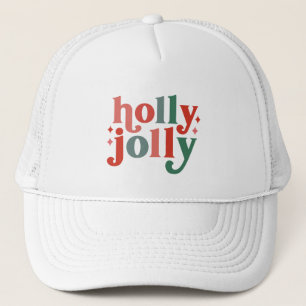 Gorra De Camionero Holly Jolly - Tipografía de vacaciones retro