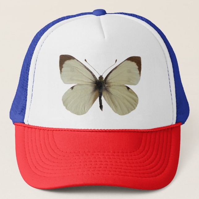 Gorra De Camionero Hombre aislado Gran mariposa blanca (Anverso)