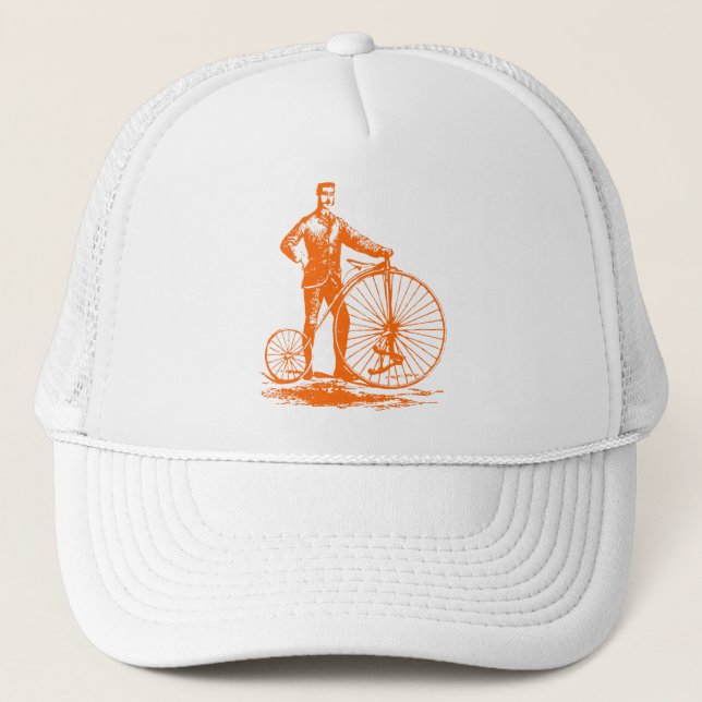 Gorra De Camionero Hombre con Penny Farthing - Naranja (Anverso)