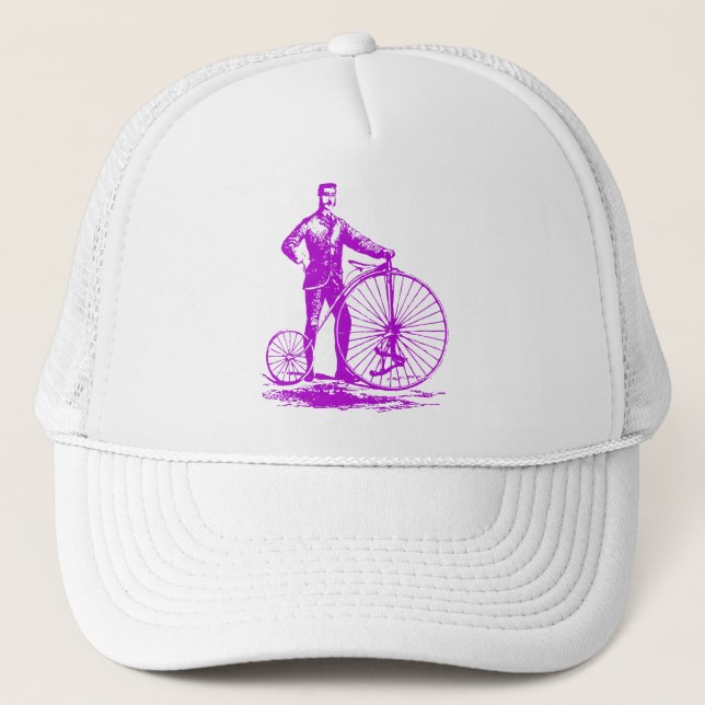 Gorra De Camionero Hombre con Penny Farthing - Púrpura (Anverso)