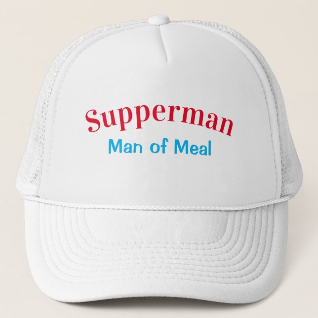 Gorra De Camionero HOMBRE DE LA COMIDA, SUPERMAN DE LA Novedad. (Anverso)