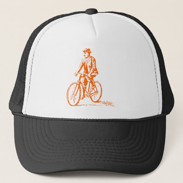 Gorra De Camionero Hombre en bicicleta - Naranja (Anverso)