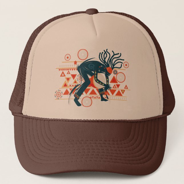 Gorra De Camionero Hombre tocando el vector musical de Djembe (Anverso)