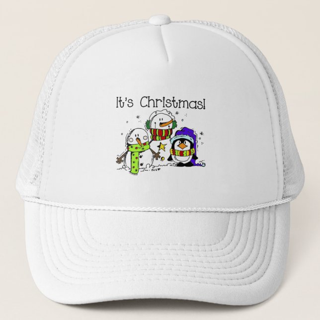 Gorra De Camionero Hombres de nieve y pingüinos son Navidades (Anverso)