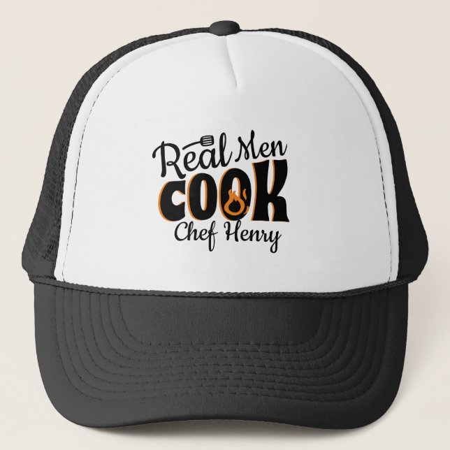 Gorra De Camionero Hombres de verdad cocinan negro (Anverso)