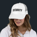 Gorra De Camionero Hombres Mujeres Personalizado Blanco Negro Textos<br><div class="desc">Añada el texto del logotipo de la Compañía de Imagen Aquí Modern Elegant Template's Women's Unisex Security Member Black White Baseball Cap / Trucker Hat.</div>